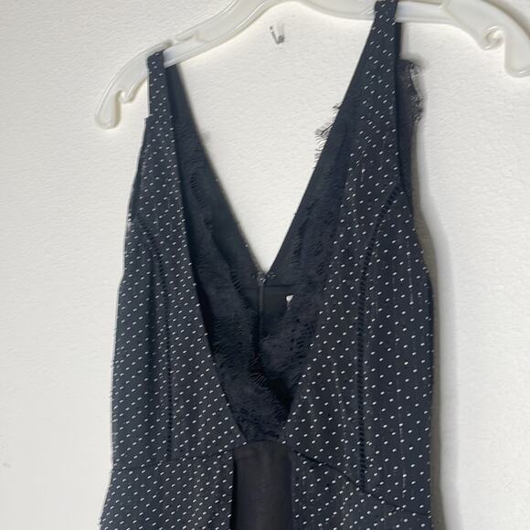 NWT Adelyn Rae lace black deep v polka dot mini tiered dress, size XS - Picture 3 of 7